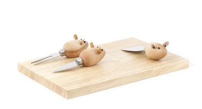 Mouse Cheese Board / Knive Set  Kikkerland  Paper Skyscraper Gift Shop Charlotte