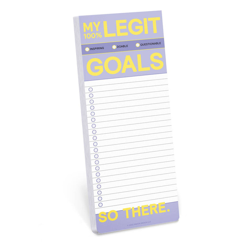 My Legit Goals Make-a-List Pad  Knock Knock  Paper Skyscraper Gift Shop Charlotte