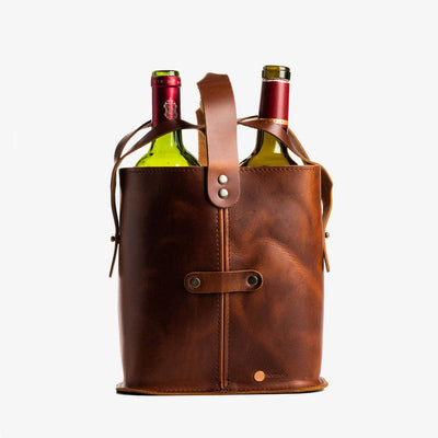 Napa Leather Double Wine Tote: Saddle Wine Holder Rustico  Paper Skyscraper Gift Shop Charlotte