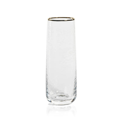 Negroni Hammered Stemless Flute with Gold Rim Drinkware Zodax  Paper Skyscraper Gift Shop Charlotte