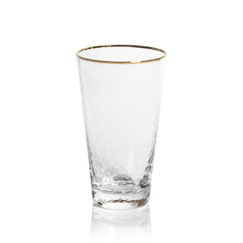 Negroni Hammered Tapered Highball Glass with Gold Rim Drinkware Zodax  Paper Skyscraper Gift Shop Charlotte