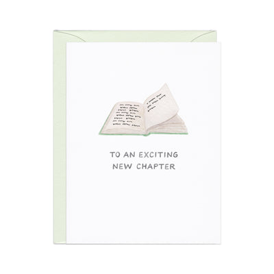 New Chapter — Book Pun Congrats / Grad / Retirement Card Cards Amy Zhang  Paper Skyscraper Gift Shop Charlotte