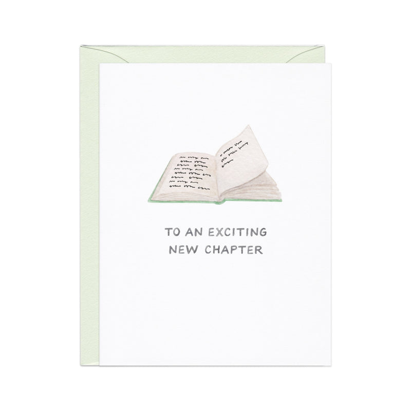 New Chapter — Book Pun Congrats / Grad / Retirement Card Cards Amy Zhang  Paper Skyscraper Gift Shop Charlotte