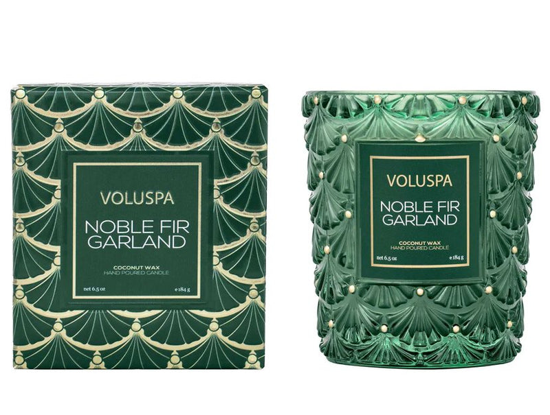 Noble Fir Garland 6.5oz Candle Holiday Voluspa  Paper Skyscraper Gift Shop Charlotte