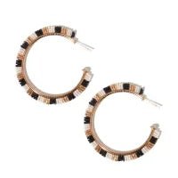 Nora Striped Hoop Earrings | Black and White 2" Jewelry Ink + Alloy  Paper Skyscraper Gift Shop Charlotte