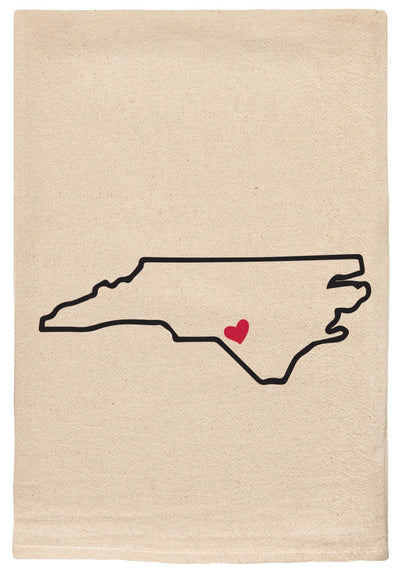 North Carolina with Heart Pin Dish Towel Dish Towels Ellembee Home  Paper Skyscraper Gift Shop Charlotte