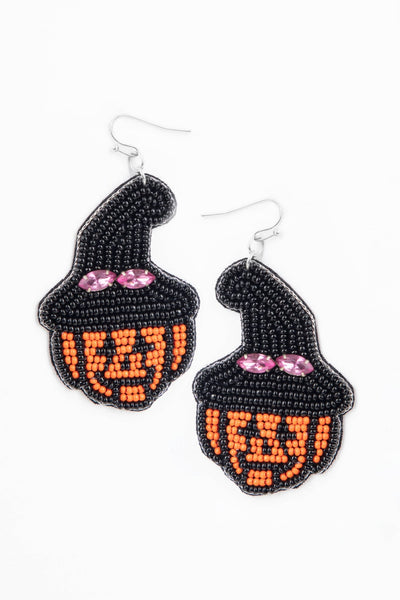 Orange Pumpkin w/ Witch Hat Earrings  Laura Janelle  Paper Skyscraper Gift Shop Charlotte