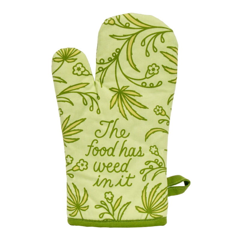 Oven Mitt | Food Has Weed In It Oven Mitts Blue Q  Paper Skyscraper Gift Shop Charlotte