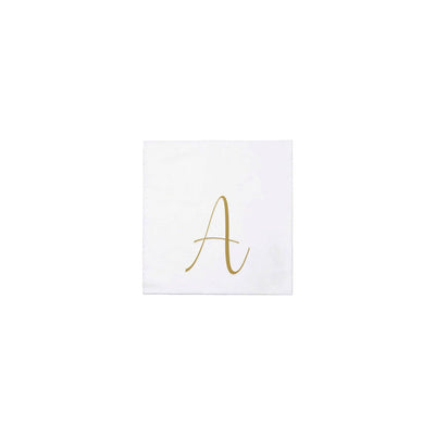 Pack of 20: A | Papersoft Napkins Gold Monogram Cocktail Napkins  VIETRI Inc.  Paper Skyscraper Gift Shop Charlotte