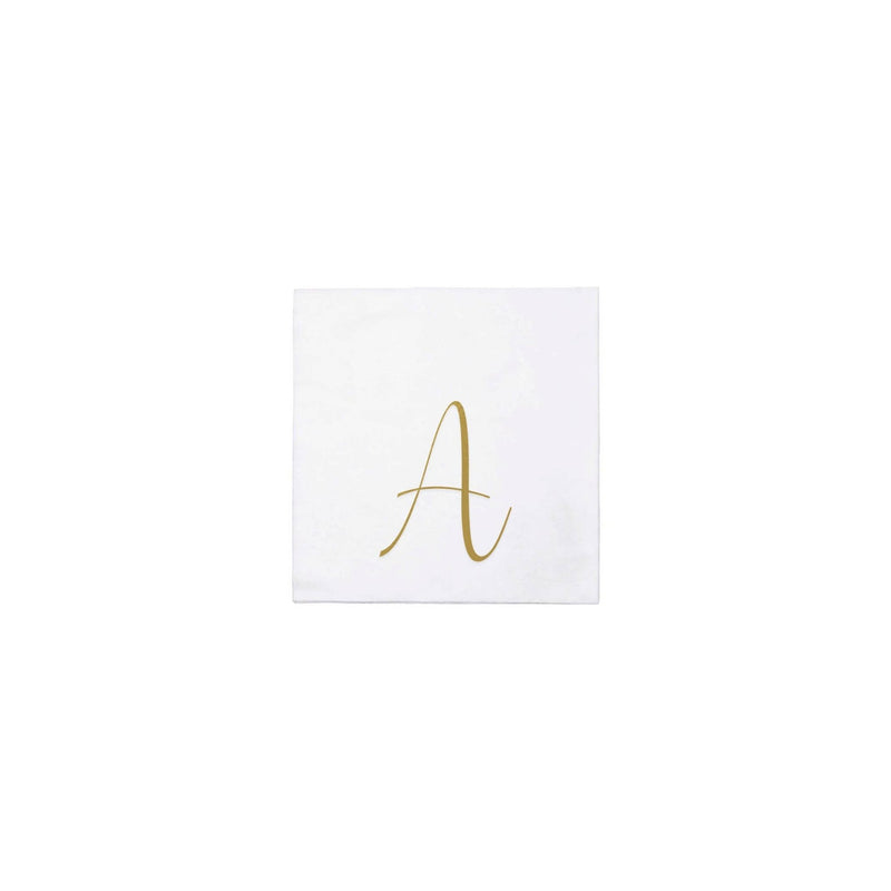 Pack of 20: A | Papersoft Napkins Gold Monogram Cocktail Napkins  VIETRI Inc.  Paper Skyscraper Gift Shop Charlotte