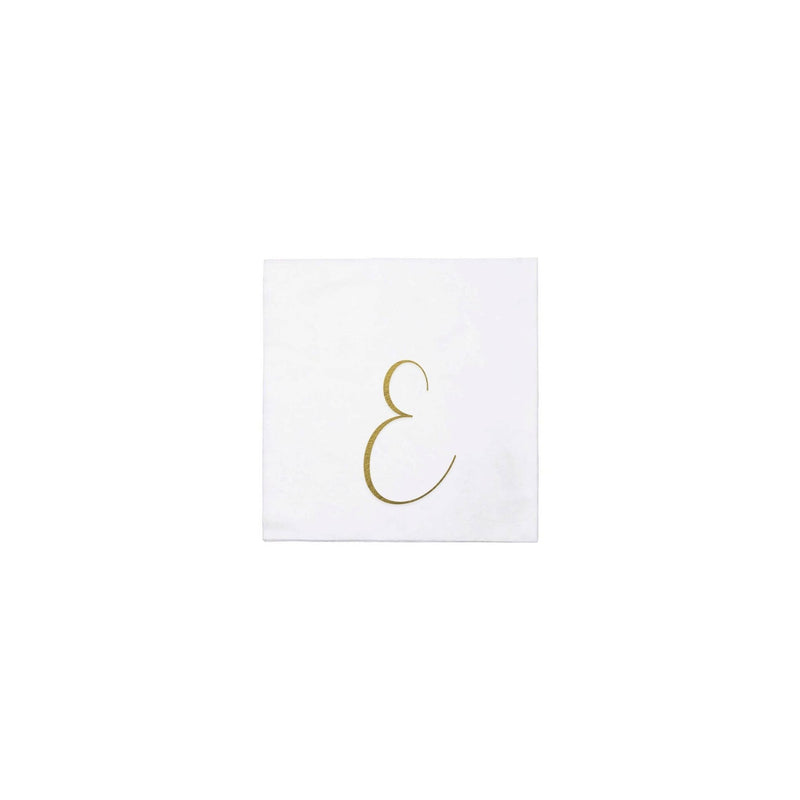 Pack of 20: E | Papersoft Napkins Gold Monogram Cocktail Napkins  VIETRI Inc.  Paper Skyscraper Gift Shop Charlotte