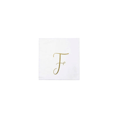 Pack of 20: F | Papersoft Napkins Gold Monogram Cocktail Napkins  VIETRI Inc.  Paper Skyscraper Gift Shop Charlotte