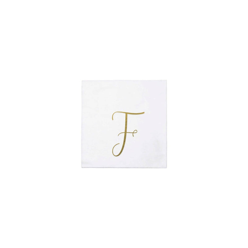 Pack of 20: F | Papersoft Napkins Gold Monogram Cocktail Napkins  VIETRI Inc.  Paper Skyscraper Gift Shop Charlotte