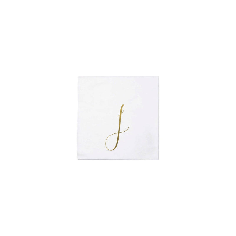 Pack of 20: J | Papersoft Napkins Gold Monogram Cocktail Napkins  VIETRI Inc.  Paper Skyscraper Gift Shop Charlotte