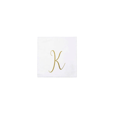 Pack of 20: K | Papersoft Napkins Gold Monogram Cocktail Napkins  VIETRI Inc.  Paper Skyscraper Gift Shop Charlotte