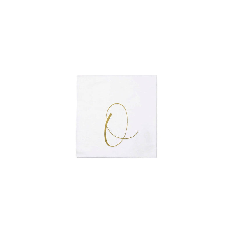 Pack of 20: O | Papersoft Napkins Gold Monogram Cocktail Napkins  VIETRI Inc.  Paper Skyscraper Gift Shop Charlotte