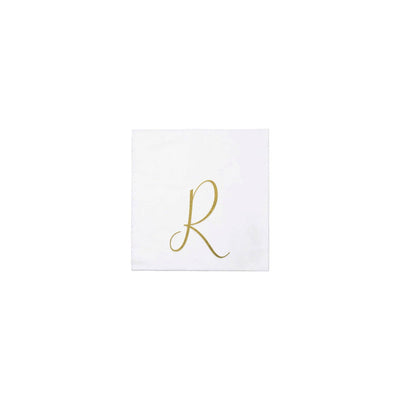 Pack of 20: R | Papersoft Napkins Gold Monogram Cocktail Napkins  VIETRI Inc.  Paper Skyscraper Gift Shop Charlotte