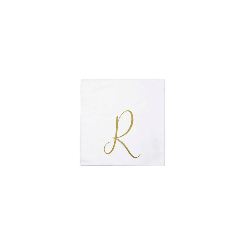 Pack of 20: R | Papersoft Napkins Gold Monogram Cocktail Napkins  VIETRI Inc.  Paper Skyscraper Gift Shop Charlotte