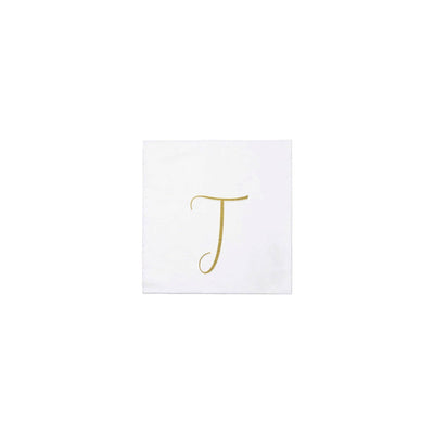 Pack of 20: T | Papersoft Napkins Gold Monogram Cocktail Napkins  VIETRI Inc.  Paper Skyscraper Gift Shop Charlotte