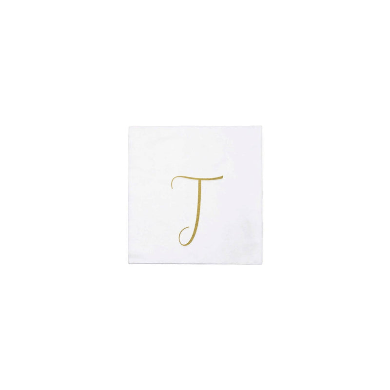 Pack of 20: T | Papersoft Napkins Gold Monogram Cocktail Napkins  VIETRI Inc.  Paper Skyscraper Gift Shop Charlotte