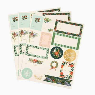 Pack of 3 Winter Floral Stickers & Labels Stickers Rifle Paper Co  Paper Skyscraper Gift Shop Charlotte