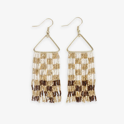 Paige ombre check luxe bead fringe earrings mixed metalic Jewelry ink + alloy  Paper Skyscraper Gift Shop Charlotte