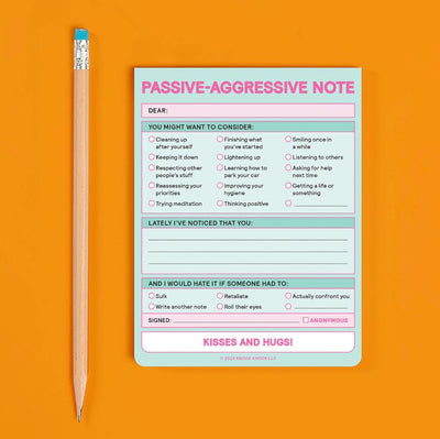 Passive Aggressive Nifty Notepad | Pastel Notepads Knock Knock  Paper Skyscraper Gift Shop Charlotte