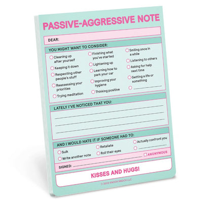 Passive Aggressive Nifty Notepad | Pastel Notepads Knock Knock  Paper Skyscraper Gift Shop Charlotte