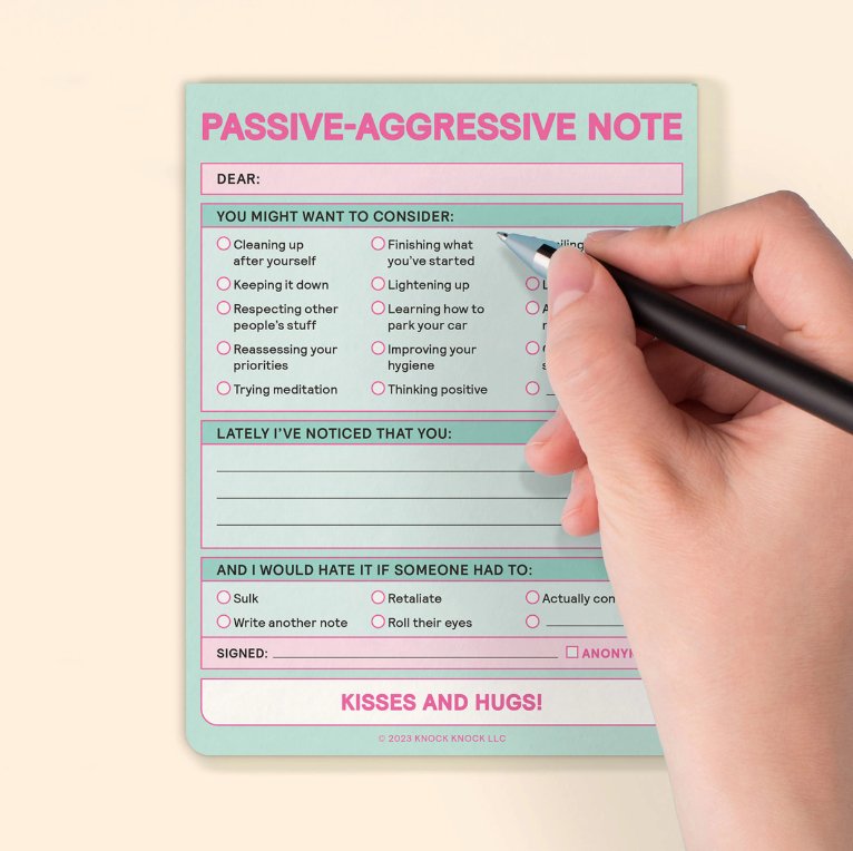 Passive Aggressive Nifty Notepad | Pastel Notepads Knock Knock  Paper Skyscraper Gift Shop Charlotte