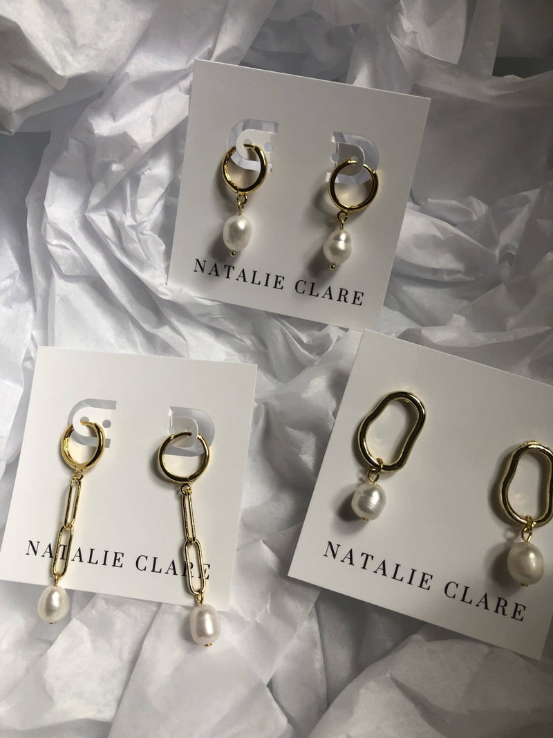 Pearl Link Earrings Apparel & Accessories - Jewelry Natalie Clare Collections  Paper Skyscraper Gift Shop Charlotte