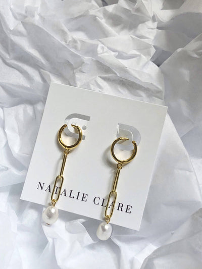 Pearl Link Earrings Apparel & Accessories - Jewelry Natalie Clare Collections  Paper Skyscraper Gift Shop Charlotte