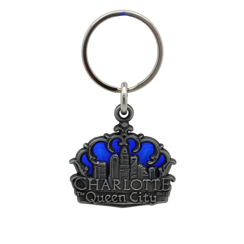 Pewter Stain Glass Keyring - Charlotte Crown Skyline Accessories My City Souvenirs  Paper Skyscraper Gift Shop Charlotte