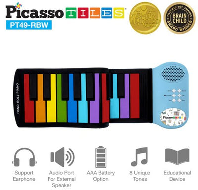 PicassoTiles Kid's 49 Colorful Key Roll-Up Educational Keyboard Kids Learning Picasso Tiles  Paper Skyscraper Gift Shop Charlotte