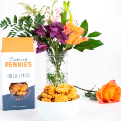 Piedmont Pennies Cheese Snacks | 12 oz Carton Case Food Piedmont Pennies  Paper Skyscraper Gift Shop Charlotte