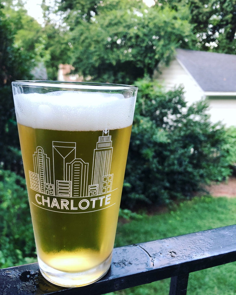 Pint Glass | Skyline Glassware Anna Gelbach  Paper Skyscraper Gift Shop Charlotte