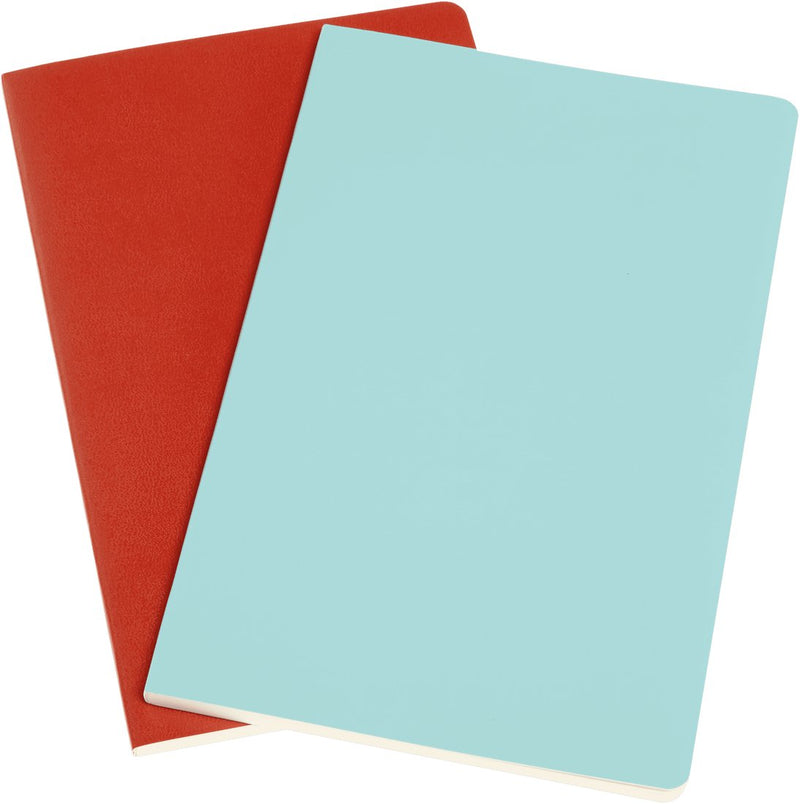 Plain | Coral Orange/Aquamarine Blue | Large Volant Journals - Set of 2 BOOK Moleskin  Paper Skyscraper Gift Shop Charlotte