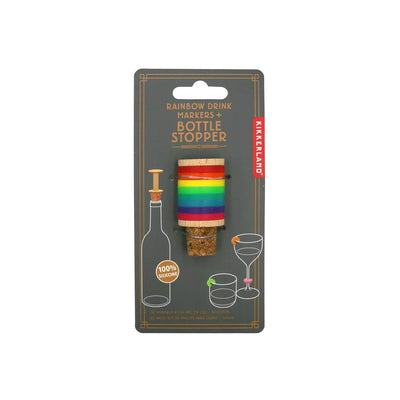 Rainbow Wine Rings + Stopper Barware Kikkerland  Paper Skyscraper Gift Shop Charlotte