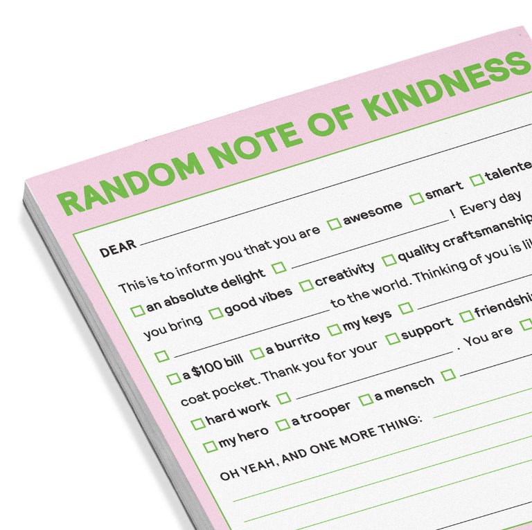 Random Note of Kindness Nifty Note Pad | Pastel Notepads Knock Knock  Paper Skyscraper Gift Shop Charlotte