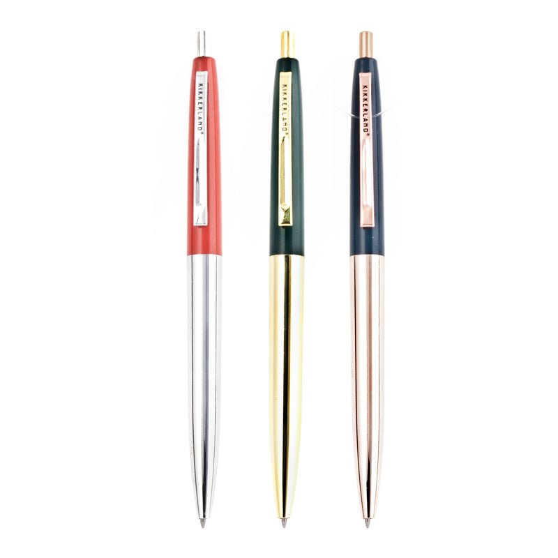 Retro Metal Pens | Set of Three Home Office Kikkerland  Paper Skyscraper Gift Shop Charlotte