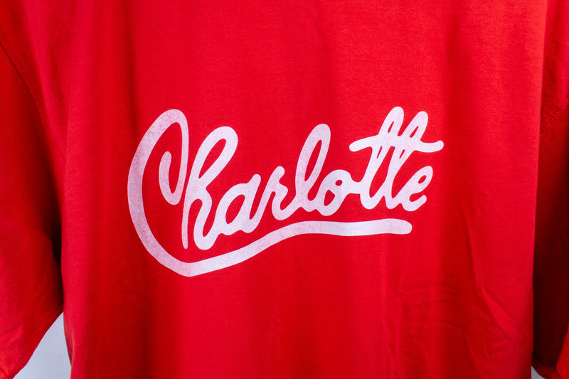 Reworn Charlotte Youth T-Shirt | Red Apparel Reworn  Paper Skyscraper Gift Shop Charlotte