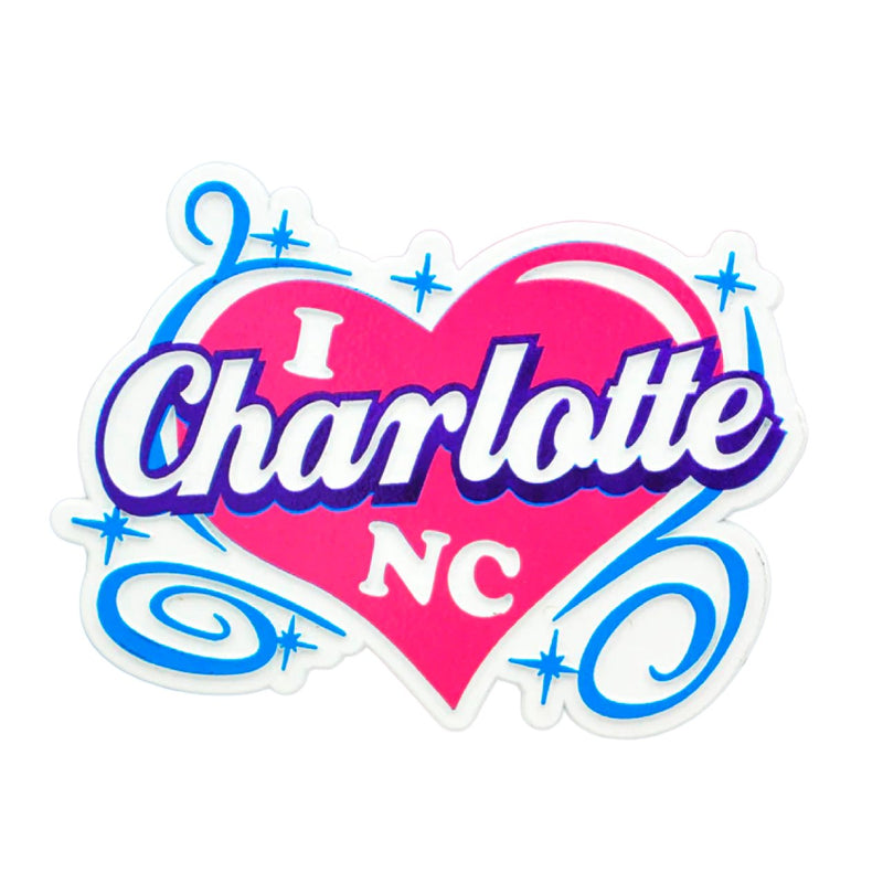 Rubber Magnet - I Heart Charlotte NC Magnets My City Souvenirs  Paper Skyscraper Gift Shop Charlotte