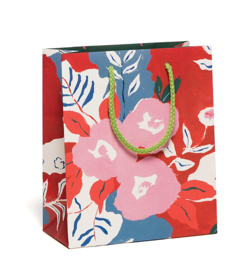 Ruby Red Flower holiday gift bag | Small Gift Bags Red Cap Cards  Paper Skyscraper Gift Shop Charlotte