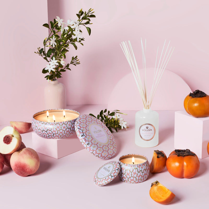 Saijo Persimmon | Mini Tin Candle Candles Voluspa  Paper Skyscraper Gift Shop Charlotte