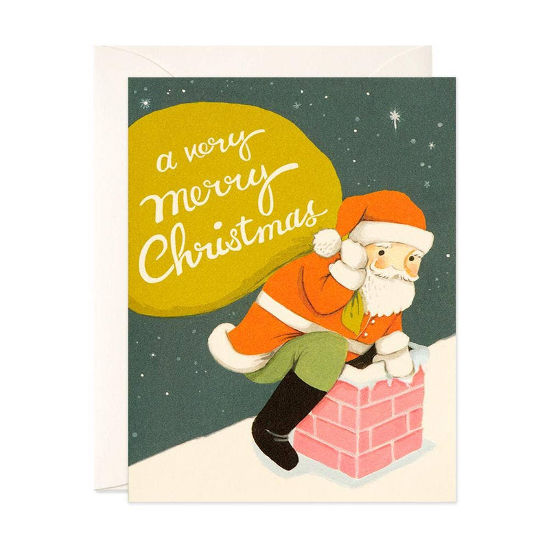 Santa on Rooftop Greeting Card Cards JooJoo Paper  Paper Skyscraper Gift Shop Charlotte