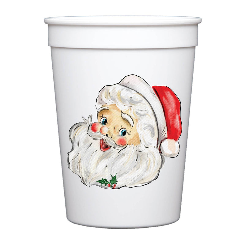 Santa Watercolor Reusable Stadium Cups - Set of 6 Kitchen - Tumblers & Travel Cups Sip Hip Hooray Paper Skyscraper Gift Shop Charlotte