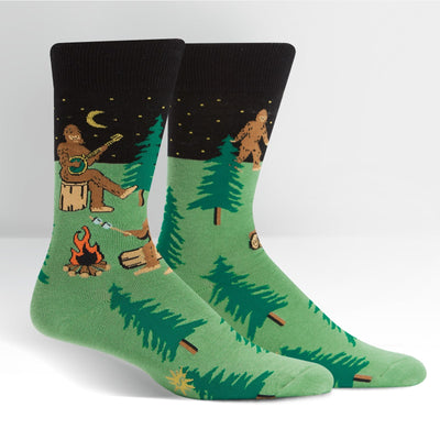 Sasquatch Camp Out Men's Crew Socks Socks Sock It to Me  Paper Skyscraper Gift Shop Charlotte