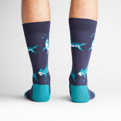 Shark Attack | Men's Crew Socks Socks Sock It to Me  Paper Skyscraper Gift Shop Charlotte