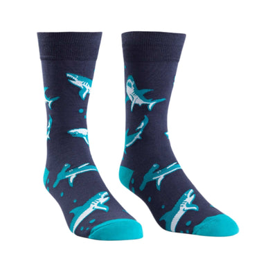 Shark Attack | Men's Crew Socks Socks Sock It to Me  Paper Skyscraper Gift Shop Charlotte