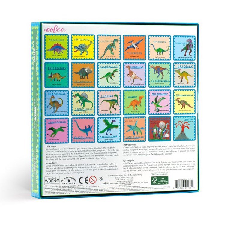 Shiny Dinosaur Memory and Matching Game Games Eeboo  Paper Skyscraper Gift Shop Charlotte