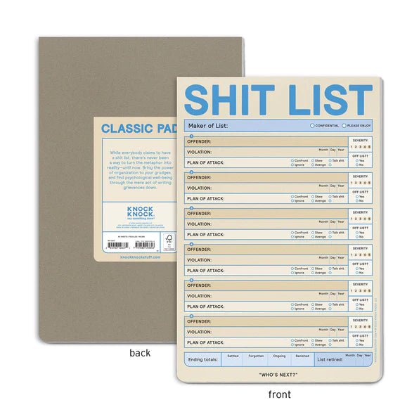 Shit List Pad | Pastel Notepads Knock Knock  Paper Skyscraper Gift Shop Charlotte